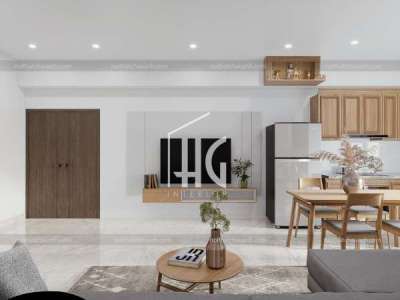 Thi công nội thất chung cư 1 phòng ngủ, 40m2 giá rẻ CC001